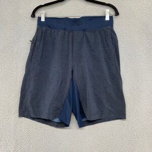 Lululemon Shorts Mens Medium T.H.E. Linerless Workout Run Gym Pockets Navy Blue